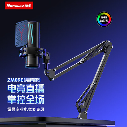 Newmine ZM09E Computer Microphone Game Live Broadcast Microphone Anchor Dedicated Desktop Microphone Desktop Laptop E-Sports Dubbing Class Recording Karaoke Noise Reduction USB Independent Microphone Upgraded Arm Suspension Version-ZM09E