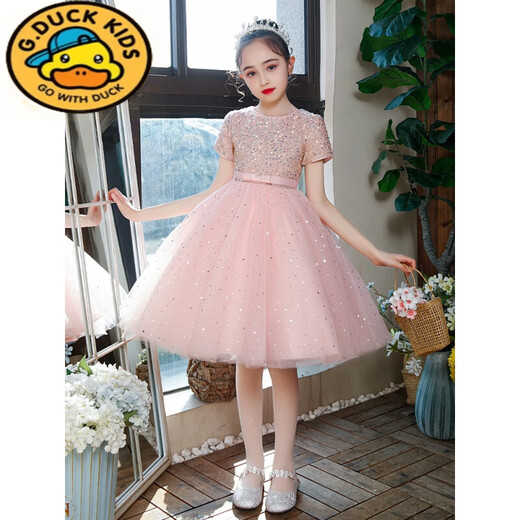 Harrow Little Yellow Duck HAL.DUCK Disney Dress Princess Dress Light Luxury Girls Piano Show Clothing Flower Girls Wedding Dress Graduation Host Puffed Skirt 9922[White] 140cm