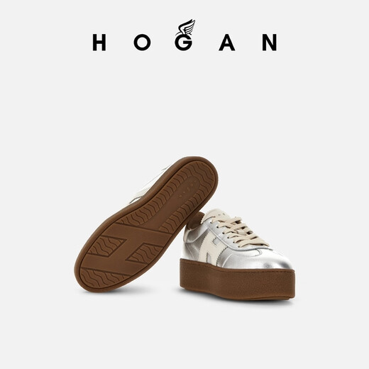 HOGAN【七夕礼物】女鞋早秋新品Platform系列H698时尚厚底休闲鞋 银色 36