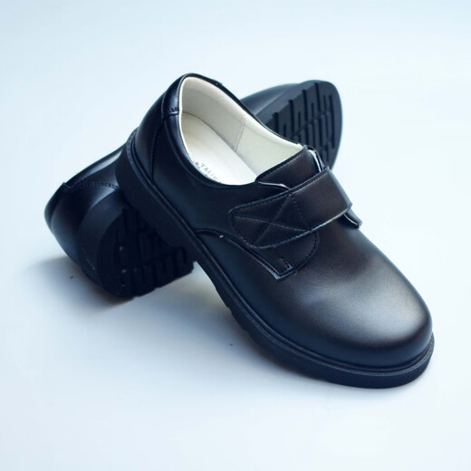 JIANQII primary and secondary school students perform leather shoes for men, teenagers, junior high school students, boys, Shenzhen school shoes for black Velcro 882 40 inner length 24.5cm