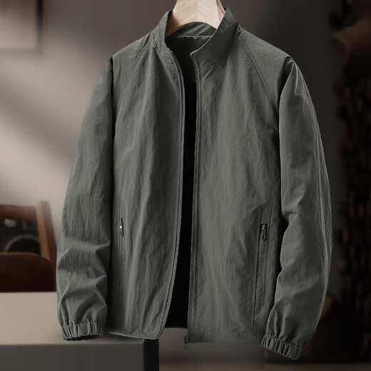 NASAOVER high-end brand jacket men's short spring and autumn thin windbreaker outdoor casual large size stretch loose sports jacket military green counter selection M 95-115Jin Jin equals 0.5 kg