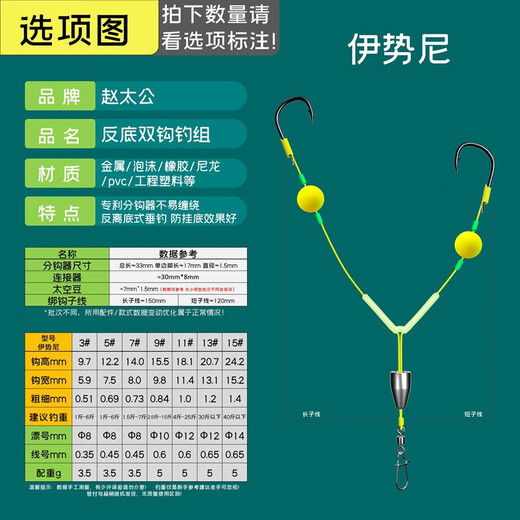 Anti-bottom fishing group, anti-off from the bottom line, double hooks, anti-bottom string hook, return to the bottom line group, fishhook, anti-bottom fishing group set, double hooks, anti-bottom fishing group, double hooks, Iseni No. 3