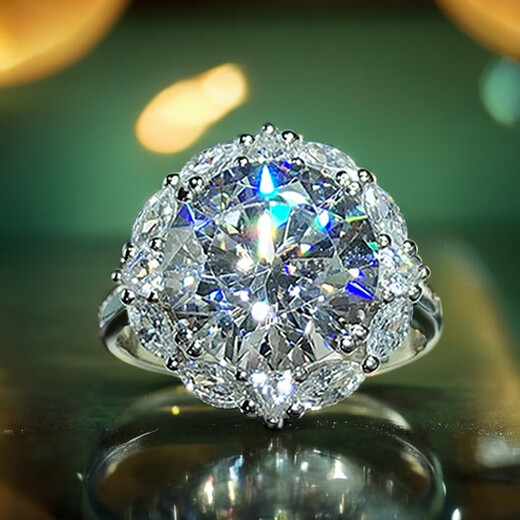Home of Diamonds Henan Diamond Shangqiu Diamond Henan Artificial Diamond Ring Extra Large Pigeon Egg 8M Main Moissanite Diamond Ring 2 Carats Opening Adjustable