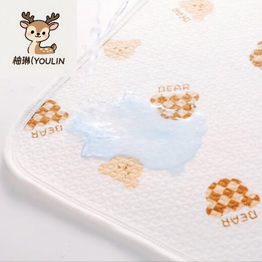 柚琳（YOULIN）隔尿垫婴儿防水可水洗棉透气夏季防滑大尺寸宝宝隔夜尿布a类 太空小熊(1条) 50x70cm