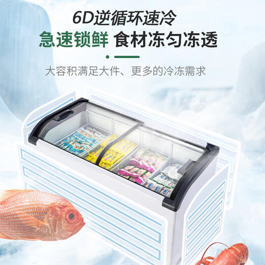 Yangzi Freezer Commercial Ice Cream Display Cabinet Horizontal Commercial Réfrigérateur Réfrigérateur Freinez Supermarket Fresh Cabinet Grand Capacité Freiner Arc Glass 1000680830MM6D Copper Tube Contrôle de température intelligente 2025 Nouveau mise à niveau