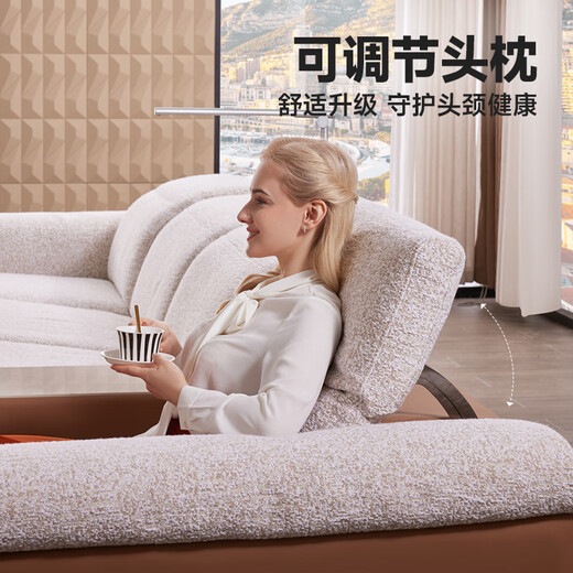 CHEERS [offline store style] First class Italian minimalist fabric electric function zero-back wall sofa 11762 Four-seater right curved ruler-white [Send K1816 elderly chair-gray] Delayed shipment (see customer service for details)