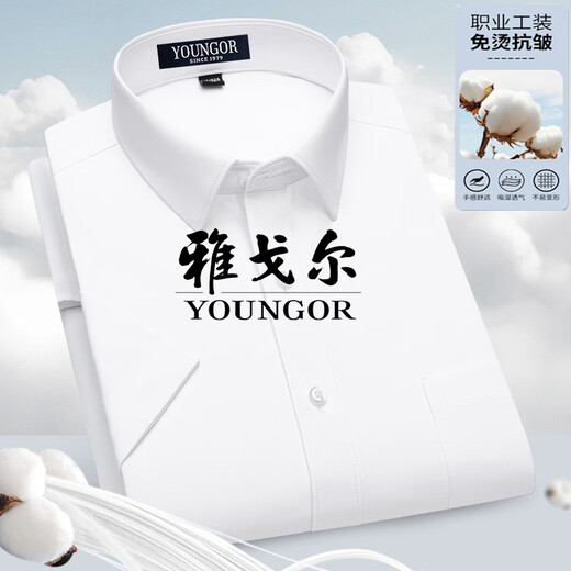 Gy Yager Mente à manches courtes pour hommes Mentières Moyen-Agence Moyen-Ad-Solvant Anti-rides Professionnel Formelle Usure de couleur Couleur Couche Coton Small Blue Stripes DX6623 38 RECOMMANDE 100-120JIN [Jin est égal à 0,5 kg]