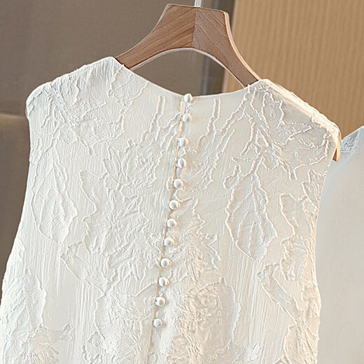 
Silk Cypress Sleeveless Dress 2025 Summer New Women's Elegant Temperament Round Neck Mid-Length A-line Skirt