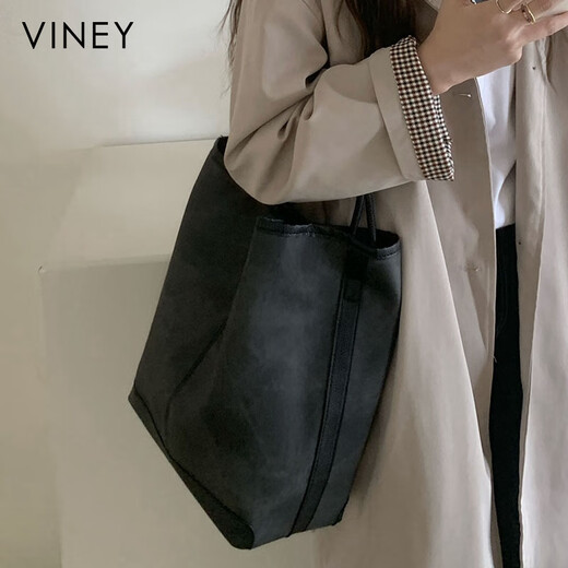 viney托特包包2025新款 女包大容量水桶包单肩通勤包大包 灰色Grey