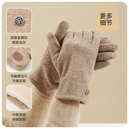 Guantes tibios de lana jiumu para mujeres en otoño e invernal a prueba de viento y protección contra el frío, además