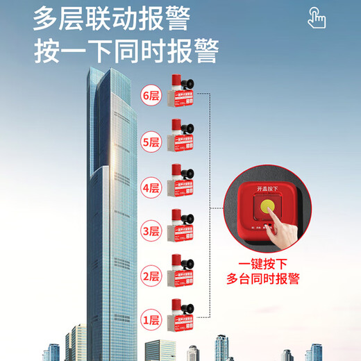 Gangqi PS-225 4G mobile phone notification wireless linkage one-button sound and light alarm linkage device industrial factory school multi-layer linkage smoke alarm manual emergency fire alarm system