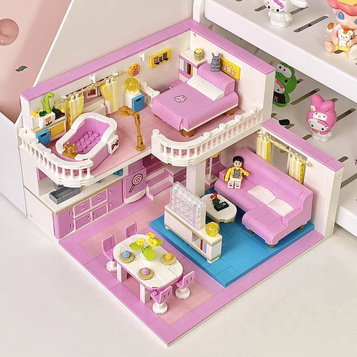 LE High-Tech Street View Building Bloum House Diy Villa Garden pour enfants Assemblée éducative Toys Small Wangwang Fashion Home [1048 Particules] + Acrylique