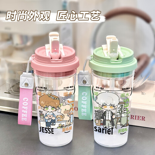 Yaowan Xiguang und Nachtliebe um die Wasserbecher-Mädchen-Hochfraur-Niedlichkeitstrohhalte Plastikbecher Trinkwasser im Sommer BXAO13553 Charlie Sue Cooler Sommer [500 ml Weiß]