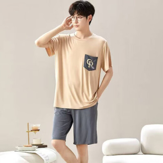 
Sangqin pajamas men's summer loose shorts and thick-size thin summer home clothing suits for men wearing L[Craft 6624 men's home clothing XL [Suggested 120-140Jin[Jin equals 0.5 kg]]