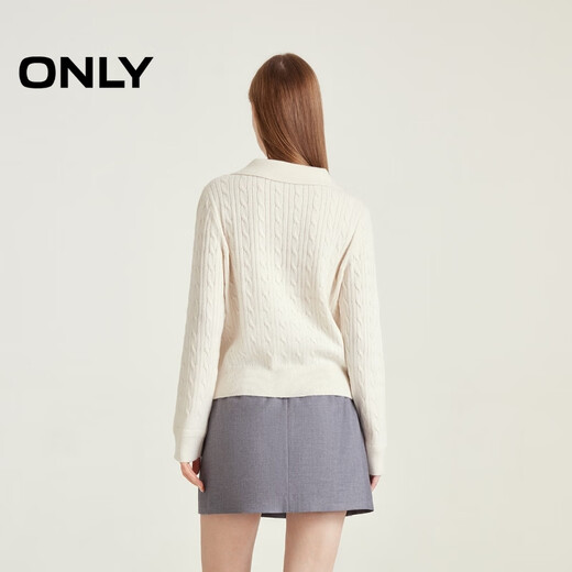 ONLY ONLY2024 autumn woolen college style pullover lapel loose knitted sweater for women|125313041