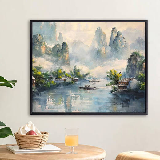 Fantasy Chinese landscape digital oil painting DIY hand-painted color-filled acrylic oil color filled painting X9737 5070 oil painting package + premium frame four colors optional