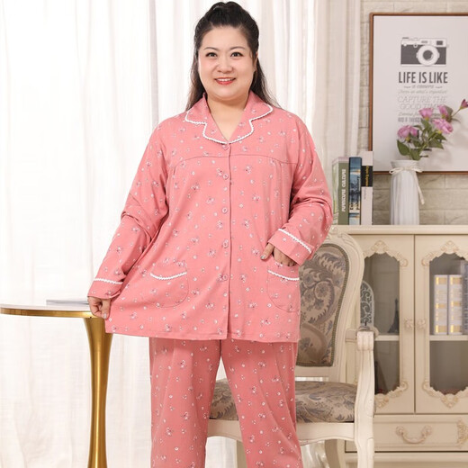 Yiruocai Large-Size-Pyjamas für Frauen 200 Jin [Jin gleich 0,5 kg] plus Fett Plus-Größe Spring- und Herbst-Frauen-Pyjamas extra großgröße 300 Jin [Jin gleich 0,5 kg] High-End-Design Sense Runde Hals 9274 Rost-Red-Eingröße XL135-160 Jin [Jin gleich) gleich 0,5 kg kg