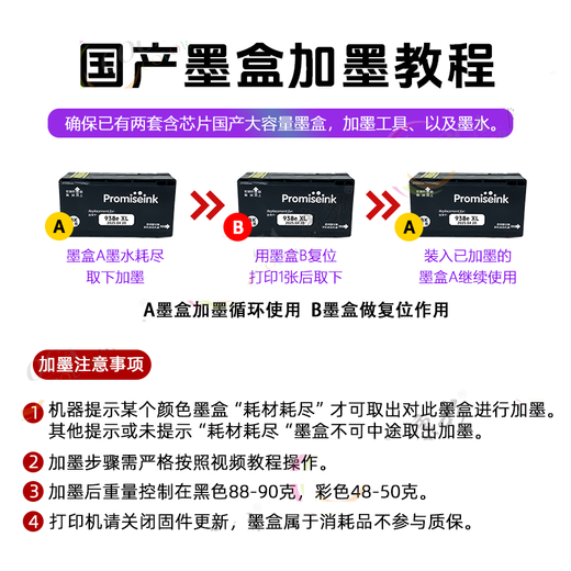 趣器屋适用惠普9730墨盒937XL墨盒936大容量9720 9130 9120 9110 9117 91 938大容量墨盒 4色一套 【含芯片 7000页】