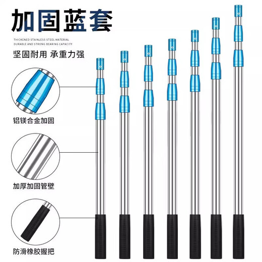 Stainless steel copy net complete set thickened telescopic rod net pocket fish net set anti-hanging fishing net fish folding net fishing gear Reinforced yellow rod + 40 hollow circle + 4mm nano net three-section telescopic 2.5 meters