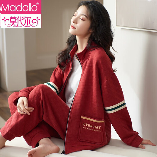 
Modal 2024 new pajamas for women in autumn and winter thickened cotton cotton air cotton mezzanine large size home clothing set MC15280 M pure cotton