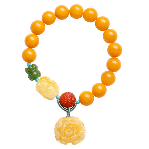 ADRIUS luxury high-end beeswax bracelet for women peony DIY Pixiu jade amber chicken oil yellow beaded bracelet beads 10mm beeswax round beads 10mm 14 pieces