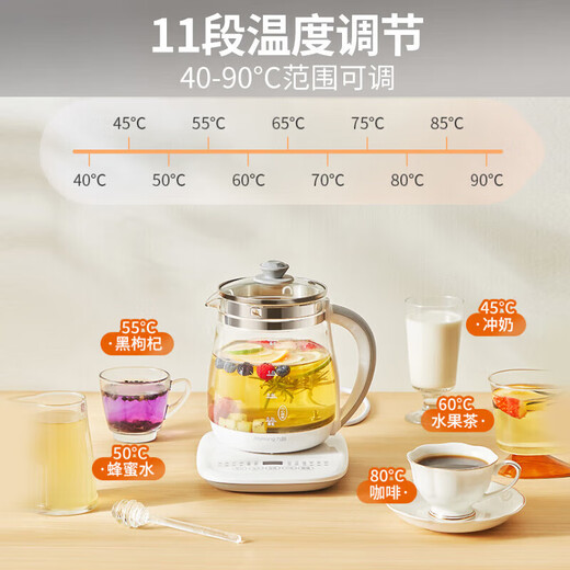 Joyoung health kettle household kettle multifunctional 1.5L electric kettle tea kettle fully automatic office tea kettle decoction pot glass flower tea kettle constant temperature (equipped with 304 filter + steamed egg rack) 1.5L