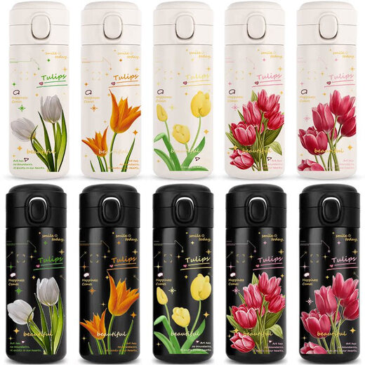 Chengliu Tulip Isolation Cup littéraire créativité simple Cup de eau Simple Sentimental Girls Bounce 304 Bounce en acier inoxydable tasse 350 ml WT3291 Tulip