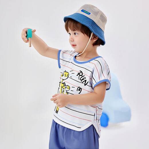
Xiaohuanmei children's short-sleeved suit Korean version 2025 summer new girl pure cotton T-shirt boy shorts baby children turmeric three-color skateboard 100 (recommended height 90-100cm)