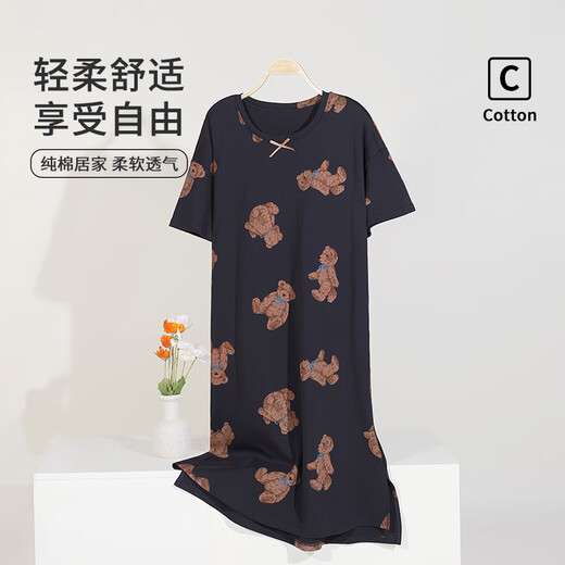 莫代尔睡裙女款夏季短袖睡衣裙2025年新款夏天薄款孕妇夏款连衣裙 ZH14106 XL (170)