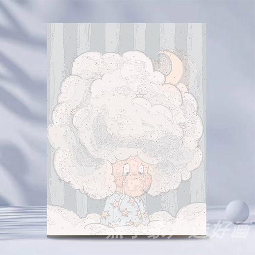 咏幻人数字油画填色心理减压油彩画 YG4882樱桃哭娃都是现货配好颜料画笔 30x40cm（高清画布不伤眼，越大越好画） 实木内框+黑/金/原木色外框默认发黑色有外框更好看