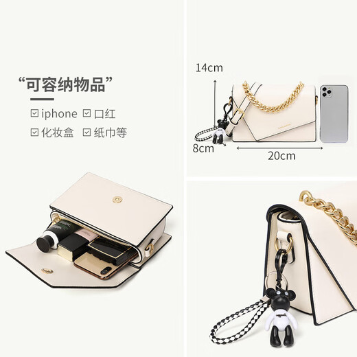 CALVIAKRIM国际轻奢品牌2025新款四季女斜挎百搭链条包手提包气质真皮小方包 黑色