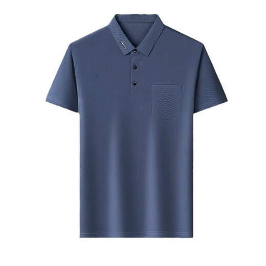 
Playboy (PLAYBOY) short-sleeved T-shirt summer lapel concave and convex striped jacquard middle-aged and young men's thin silky casual half-sleeved Polo shirt J9196 pink M 165/105