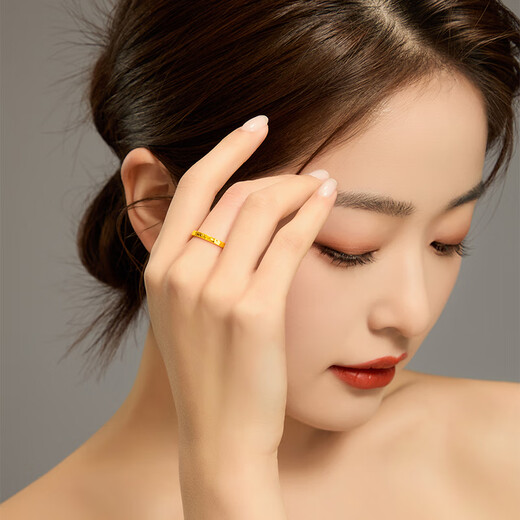 Old temple gold ring pure gold broken ice single ring women's ring gift for girlfriend and wife birthday gift broken gold ring #15 about 1g