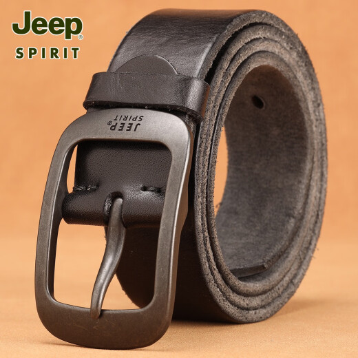 JEEPSPIRIT Jeep Jeep head layer pure cowhide belt men casual handmade belt men genuine leather pin buckle retro trouser belt trend 1047 retro bronze buckle thickened belt 110cm