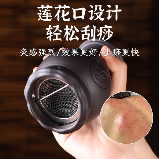 BianciShi Moxibustion Pot de loto Moxibustion Instrumento Fire Dragon Jar Moxibustion Jar Hogar de doble capa Púrpura Moxibustión Artifacto Artefacto Moxibustion Pot + Dragon Boat Festival Moxibustion + Big Oil + Lighter [693]