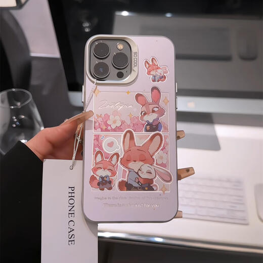OLPAY赏花朱迪尼克适用苹果16pro磨砂彩银华为mate卡通手机壳iphone15p 透白色-GH9215米底赏花朱迪 OPPOA96