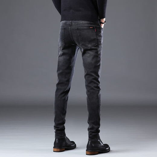 Jinba Herren-Kleidung (K-Boxing) Brand Herren Sommer Dünne Schwarze Jeans Männer schlanke Füße Koreanische Version High-End-Elastizität Casual High-End-Hosen 1048-Black 32