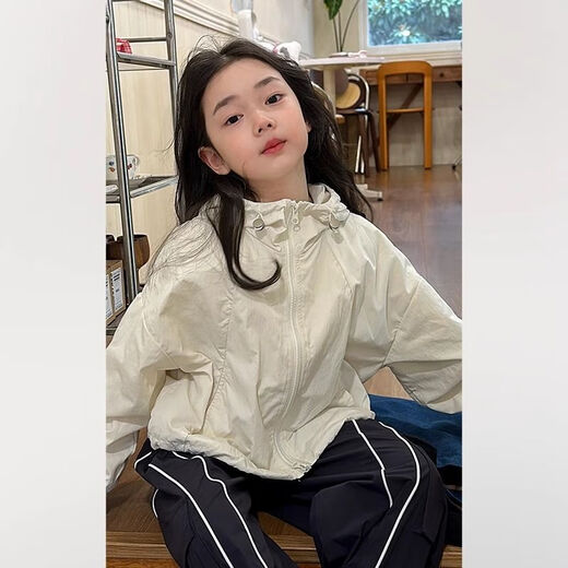 FIDQIOG international brand girls Korean style windbreaker 2025 spring new style children's all-match sun protection jacket trendy light blue 110 cm