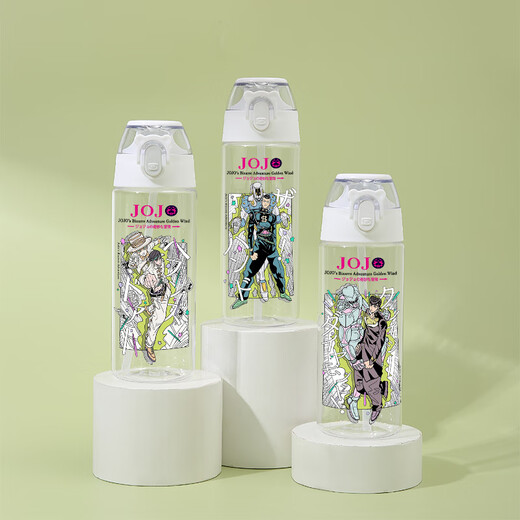 Howwande JOJO's Wonder Adventure Peripheral Water Cup Boys Anime Two-dimensional Summer Plastic Straw Cup Male Student FF3527JOJO Straw Plastic Cup 580ml