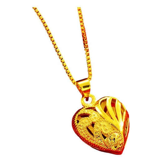 MHFDO old phoenix quality gold color love temperament Nordic gold necklace love pendant for women peach heart artificial tin 1 chain length quality
