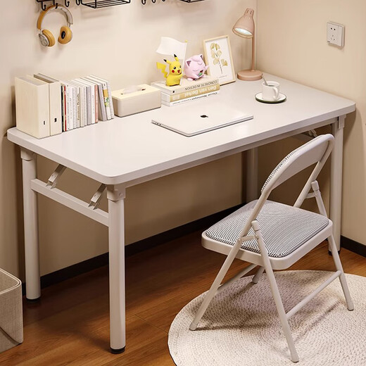 Jingcai computer table home folding table desk study table office desk training table long table JZ35 white 120*60cm