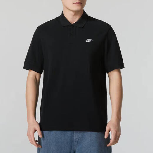 Nike (Nike) Offizieller Schiffsgeschäft kurzärmelige Herrenkleidung, neue Frühlings- und Sommersportwear, modisches atmungsaktives Polo-Hemd, Revers-T-Shirt, FN3895-010/Schwarzes Stickel kleines Label L