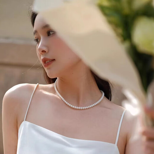 Qi Xiaomi Shijia Pearl Necklace Women's Clavicle Chain 2025 New Popular Imitation Pearl Necklace Xiaomi Beads High-end Light Luxury Xiaomi Bead Necklace