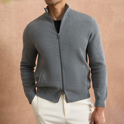 VDJ Brand Cashmere Jacket Men's Winter Jacket Stand Collar Versatile Casual Cardigan Anti-wrinkle Stretch Heavyweight Long Sleeve Black Thick Section-High-End Gift Box XL (180-China-CN-Height)