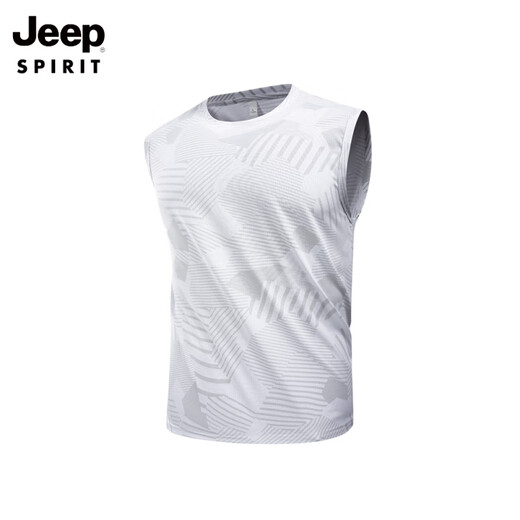 JEEP SPIRIT ice silk vest men's summer t-shirt thin running fitness elastic breathable sleeve vest outdoor sports quick drying clothes dark gray 3XL