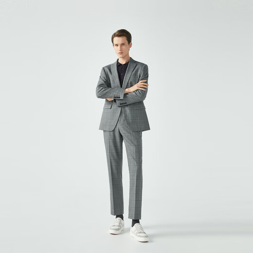 Rimba Men's Sheep Wool Business Formal Commuting Suit Spring and Autumn Men | BSFG3915 Medium Gray (Slim Version) M