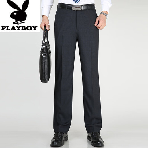 花花公子（PLAYBOY）新款夏季薄款桑蚕丝男式休闲西裤直筒商务休闲中年高腰宽松长裤 F9905#雅灰色 29 (2尺2腰围)