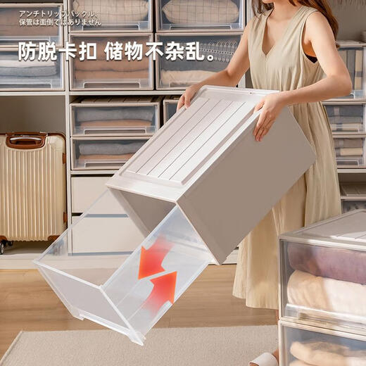 三栖虎收纳箱抽屉式家用透明衣柜收纳盒塑料储物柜子衣服收纳整理箱 出口款3523 深47*宽35*高23 一个装尝鲜