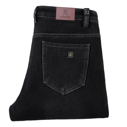 Vêtements pour hommes Jinba (K-Box) hiver plus en polaire épaissie jeans pantalon d'hiver décontracté d'âge moyen des hommes d'âge moyen pantalon d'hiver