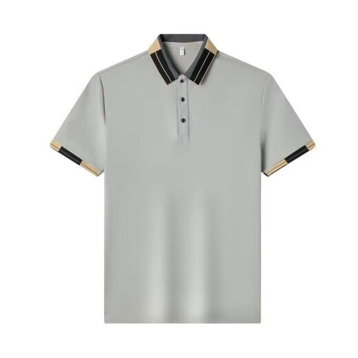 Homlean夏季男士纯色翻领Polo衫休闲透气短袖条纹设计感工作服百 LePCM-688黑色 XL